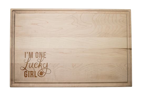 17&#x22; One Lucky Girl Maple Cutting Board